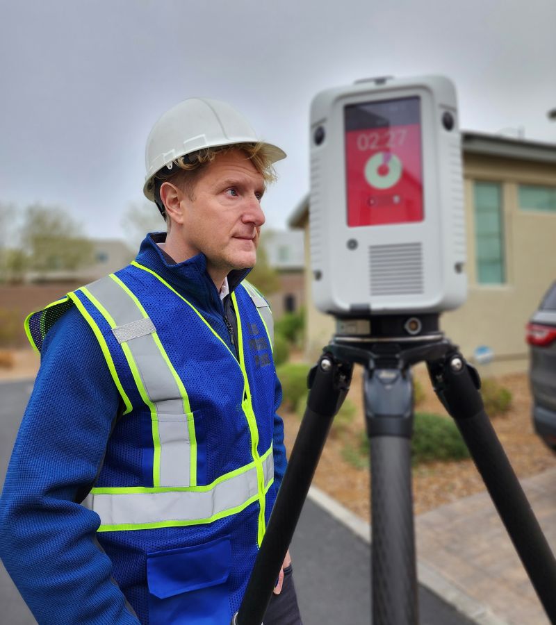 Team collaborating on as-built drawings using LiDAR technology