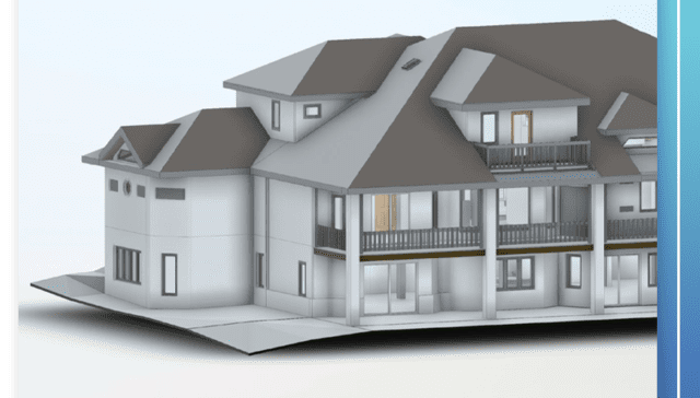 BIM model of a residential house created from LiDAR scans for accurate as-built documentation.