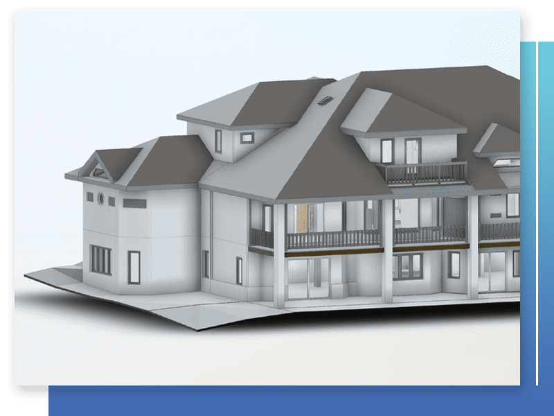 BIM model of a residential house created from LiDAR scans for accurate as-built documentation.
