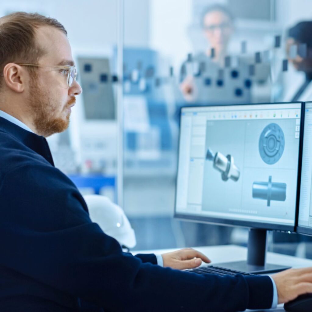 man using CAD software