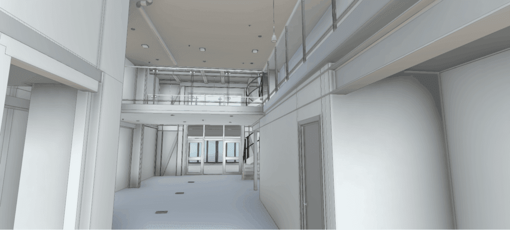 Commercial office interior BIM model developed from millimeter-accurate 3D laser scan