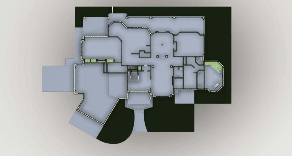 Country club renovation BIM model aligned to registered point cloud for precise architectural documentation