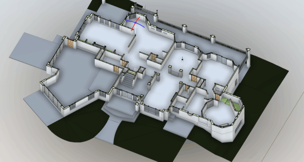 LOD 300 BIM model of country club produced from Leica RTC360 3D laser scan for commercial renovation planning