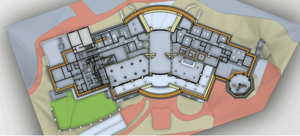 Revit BIM model of existing country club generated from LiDAR 3D scanning data