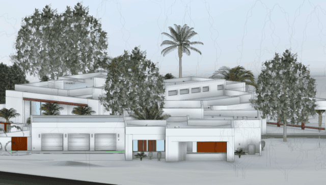 Overall view of a high-end home captured with 3D laser scanning for BIM modeling and as-built documentation.