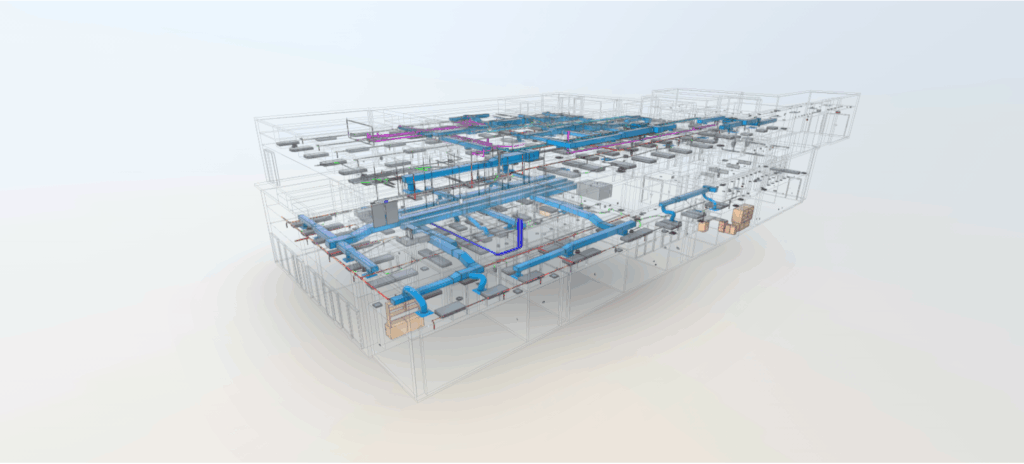 Hotel MEP coordination BIM model produced from construction-grade 3D laser scanning
