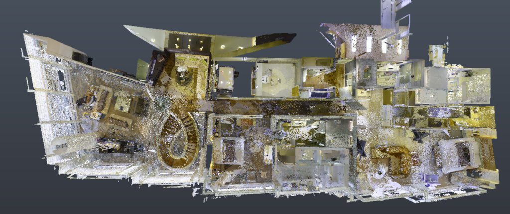 High-density LiDAR point cloud used for accurate as-built documentation and BIM modeling