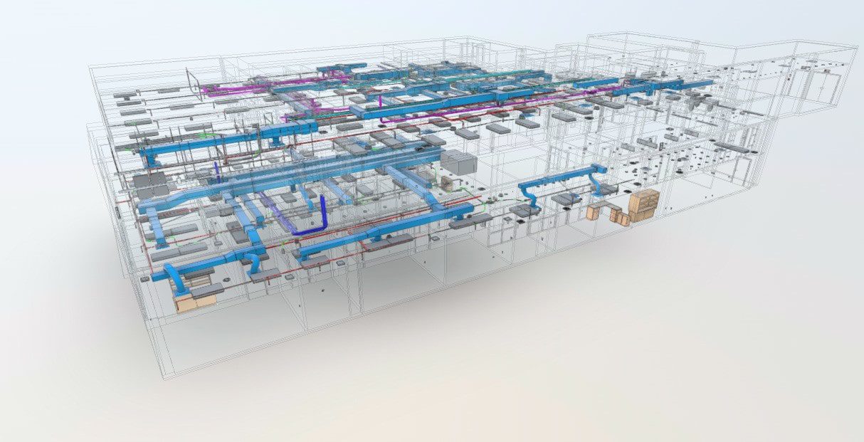 MEP BIM model in Texas created from 3D laser scanning for accurate as-built documentation and coordination.