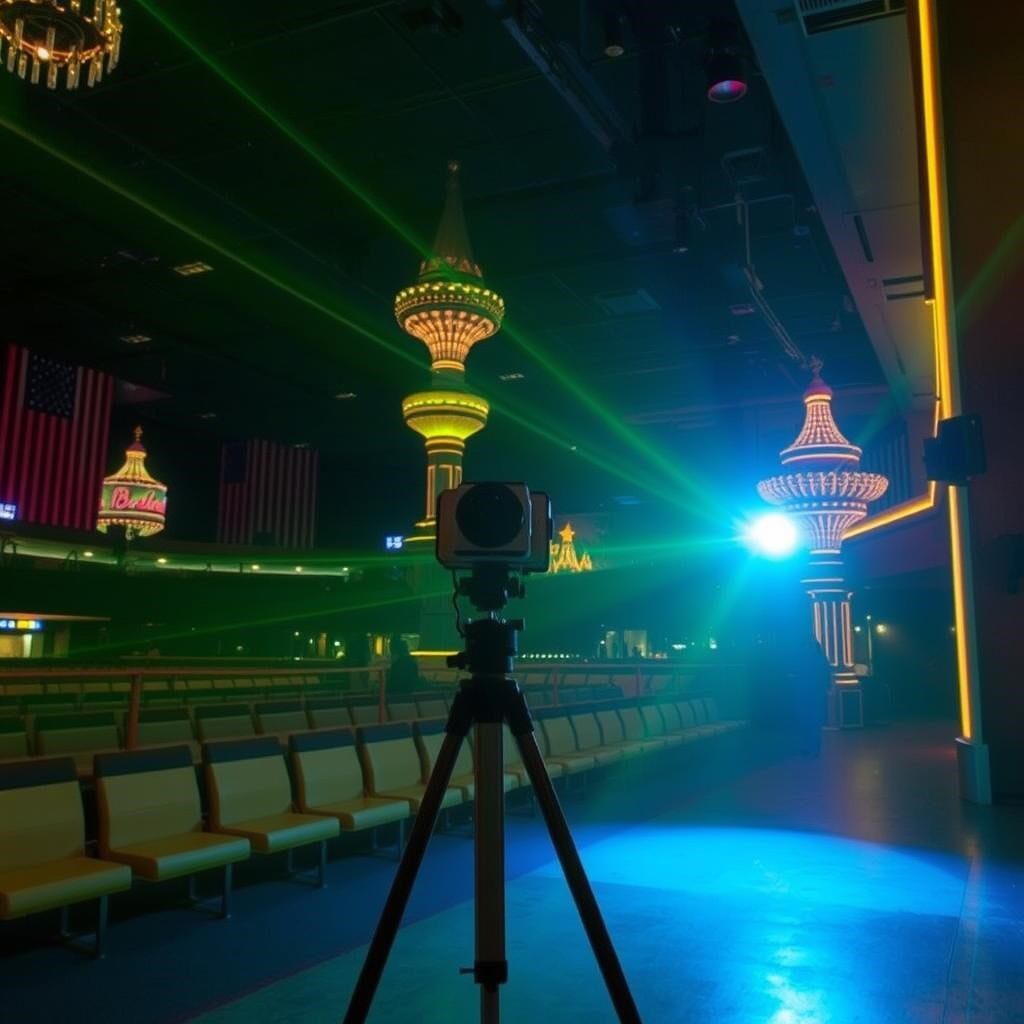 3D laser scanning a theater in Las Vegas for accurate as-built documentation and BIM modeling.