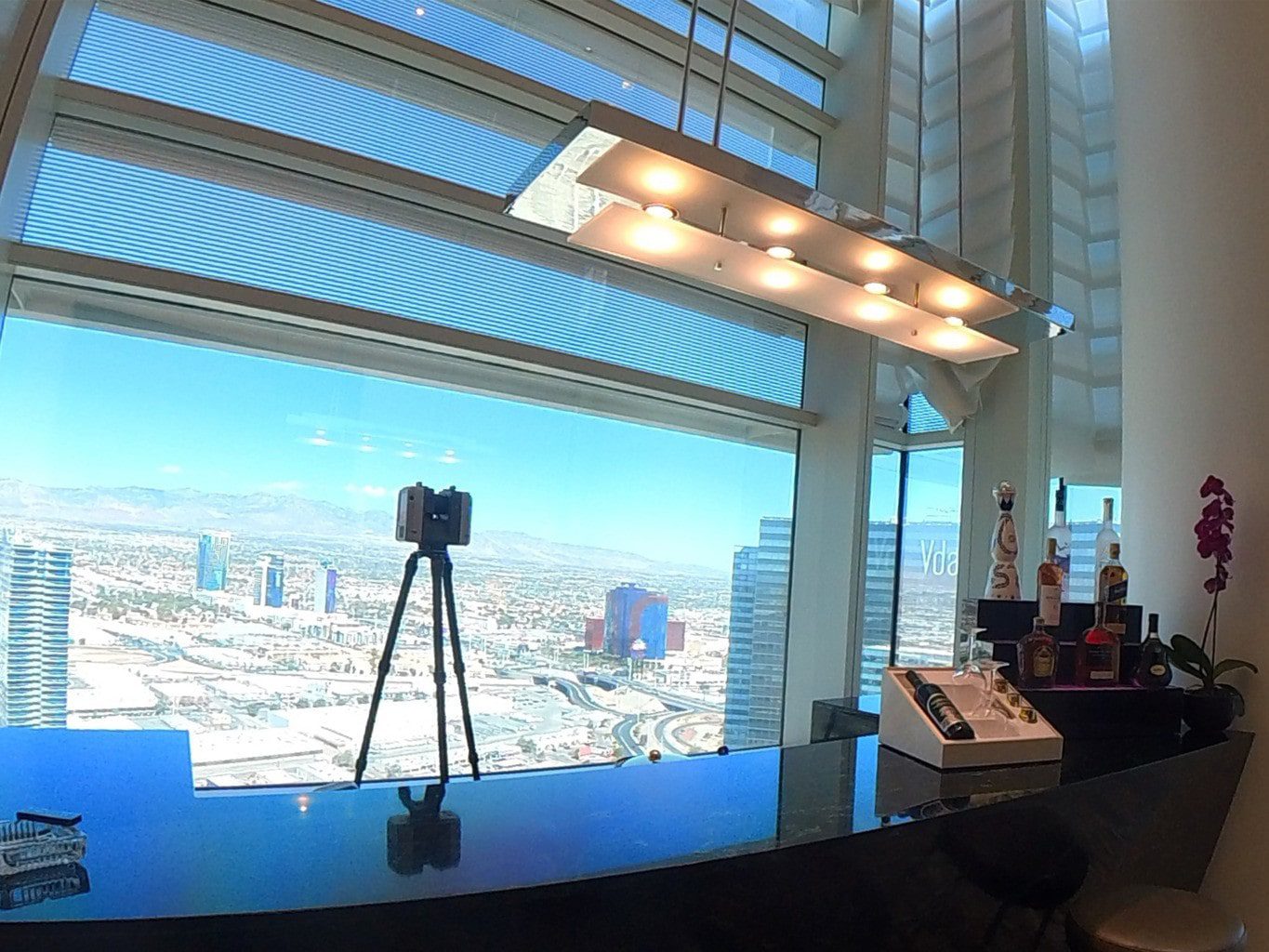 3D laser scanning a Sky Villa at ARIA Resort in Las Vegas for accurate as-built documentation and BIM modeling.