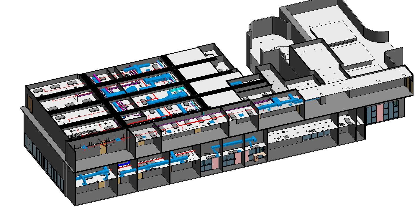 MEP systems documented in a Salt Lake City building using 3D laser scanning for accurate as-built coordination.