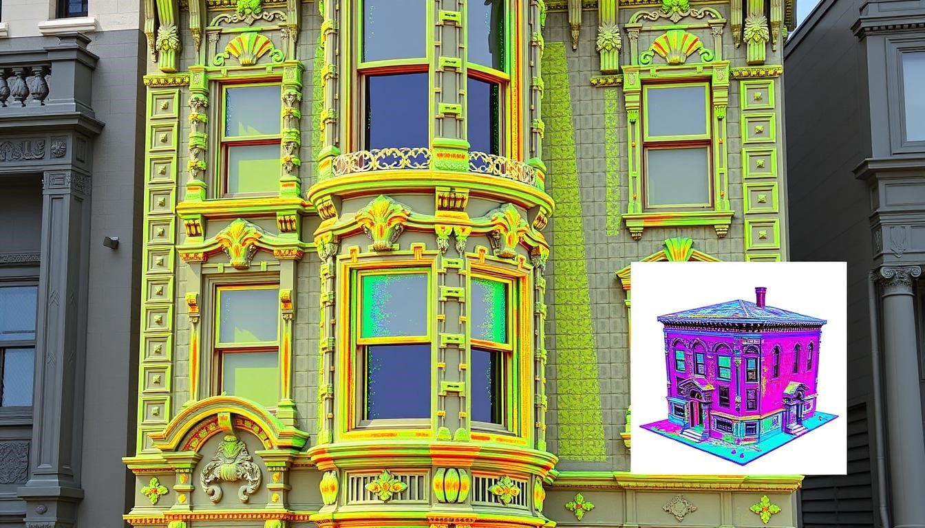 3D laser scanning for historical preservation of a San Francisco house to create accurate as-built documentation.