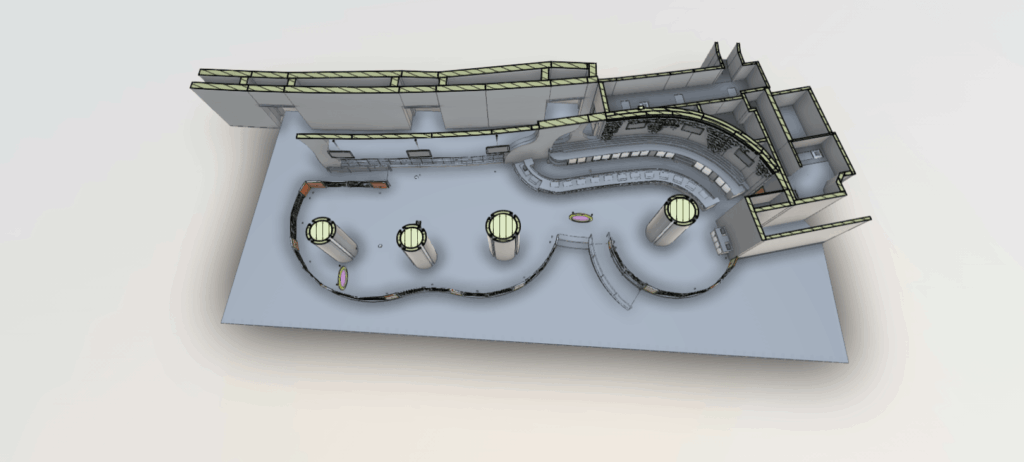 BIM model of Las Vegas hotel casino bar developed from LiDAR 3D scanning for architectural coordination