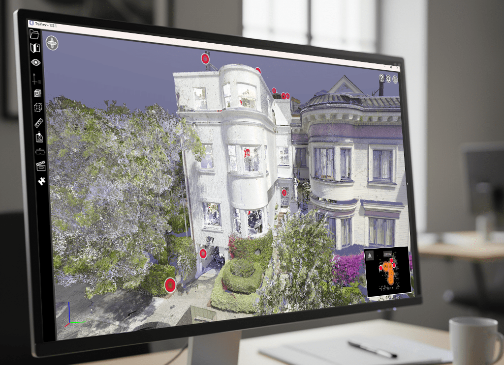 Point cloud of a San Francisco house captured with LiDAR 3D laser scanning for as-built documentation.