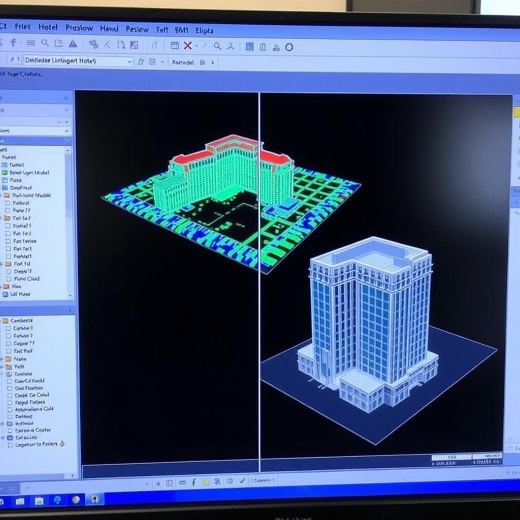 BIM model of a hotel in Las Vegas created from 3D laser scanning for accurate as-built documentation.