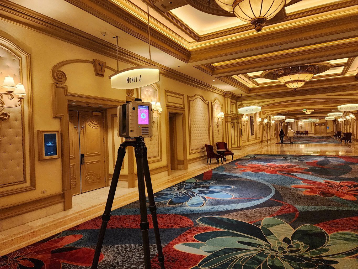 3D laser scanning a convention center in Las Vegas for accurate as-built documentation and BIM modeling.