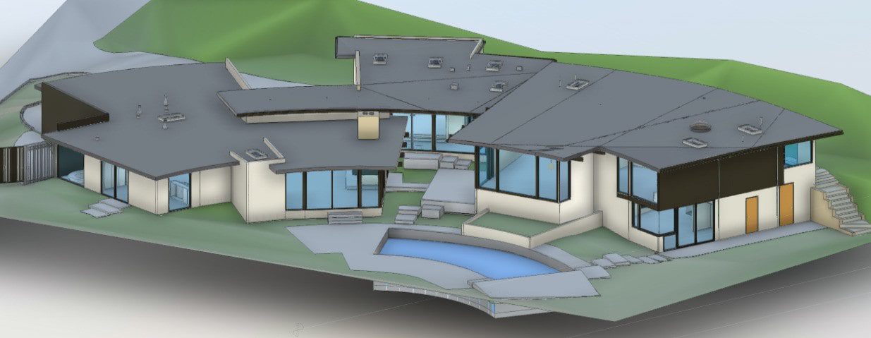BIM model of a high-end mid-century modern home created from 3D laser scanning for as-built documentation.