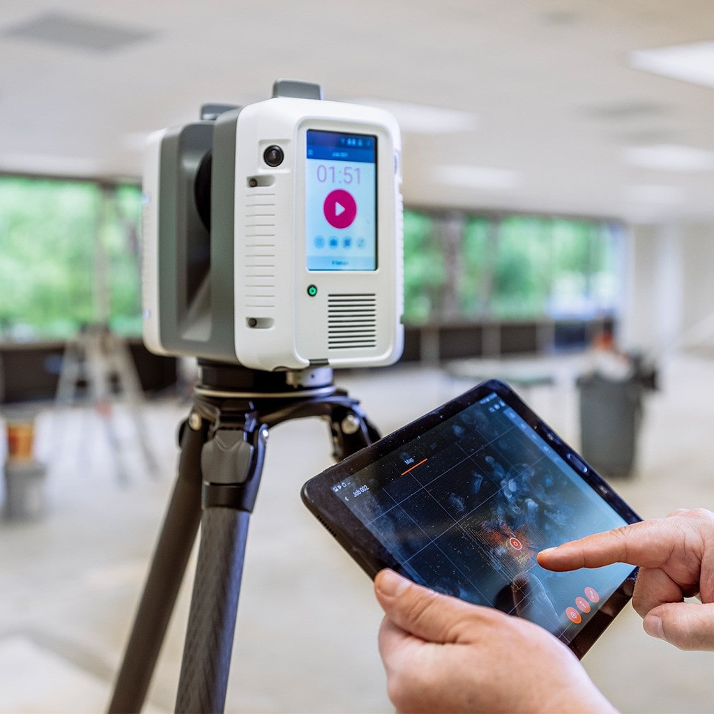 3D laser scanning using the Leica RTC360 to capture precise as-built data for BIM modeling.