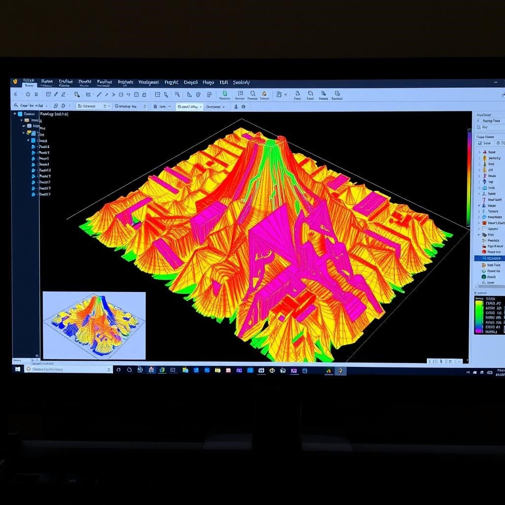 BIM model of Salt Lake City topography created from LiDAR scanning for accurate site analysis and design planning.