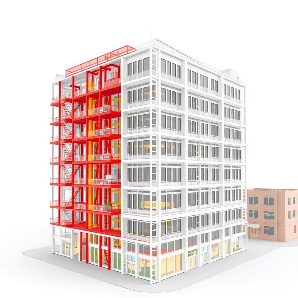 High-accuracy scan-to-BIM model for architectural renovation project.