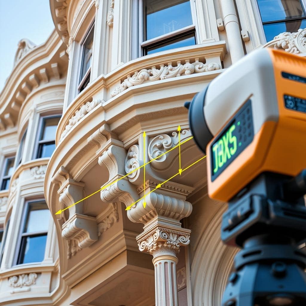 3D laser scanning of complex geometry for accurate as-built documentation and modeling.